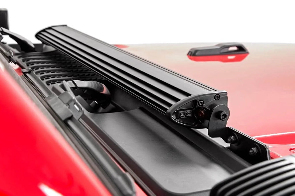 Rough Country LED Light Kit | Hood Mount | 30" Black Single Row | Jeep Gladiator JT/Wrangler JL (18-24) 70054 - Back View