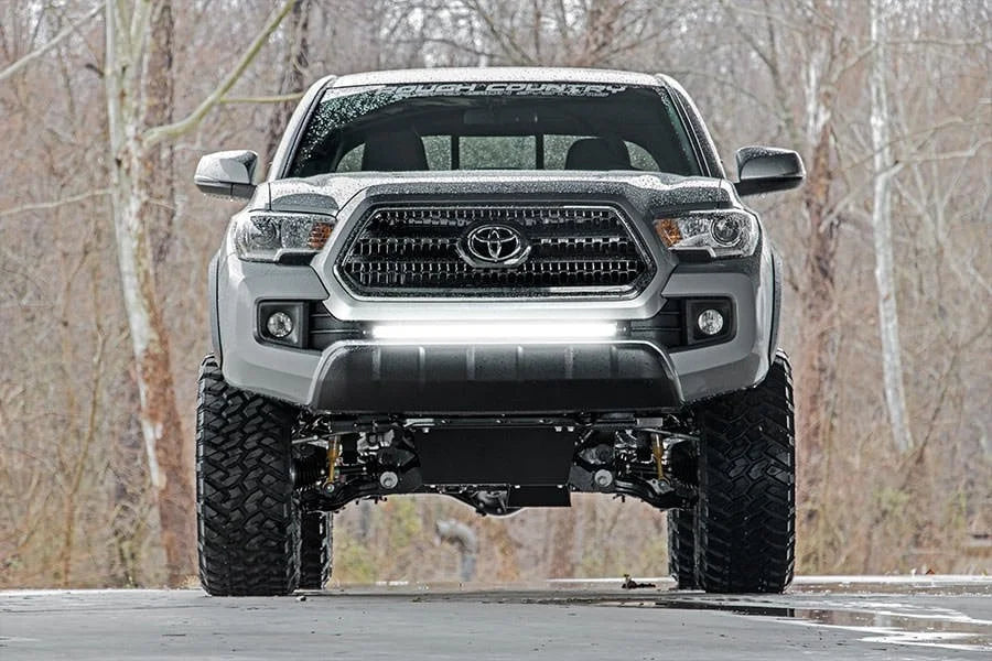 Rough Country LED Light Kit | Lower Grille Mount | 30" Black Single Row | White DRL | Toyota Tacoma (16-23) 70619BLDRL - F...