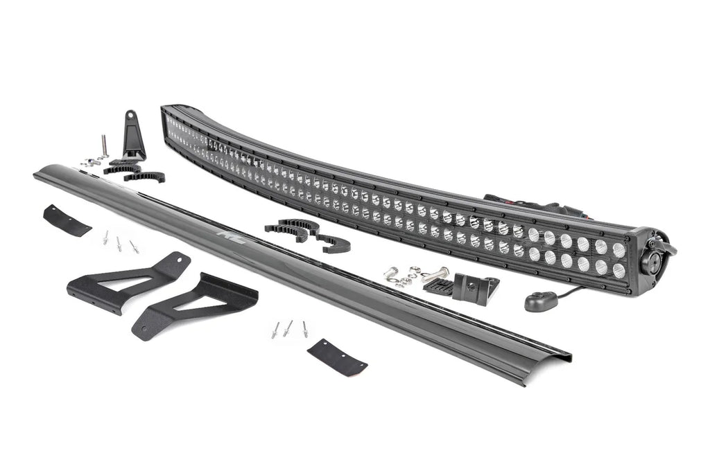 Rough Country LED Light Kit | Windshield Mount | 50" BLK Dual Row | Jeep Cherokee XJ (84-01) 70072 - Mounting View