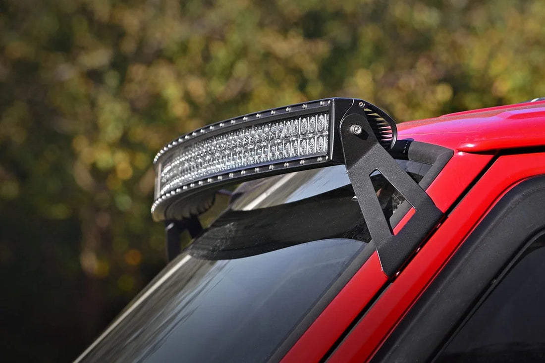 Rough Country LED Light Kit | Windshield Mount | 50" BLK Dual Row | White DRL | Jeep Cherokee XJ (84-01) 70074 - Installat...