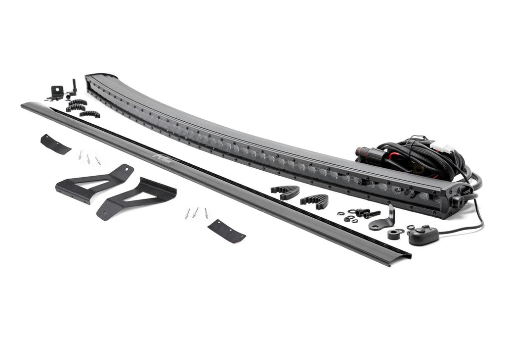 Rough Country LED Light Kit | Windshield Mount | 50" BLK Single Row | Jeep Cherokee XJ (84-01) 70075 - Mounting View