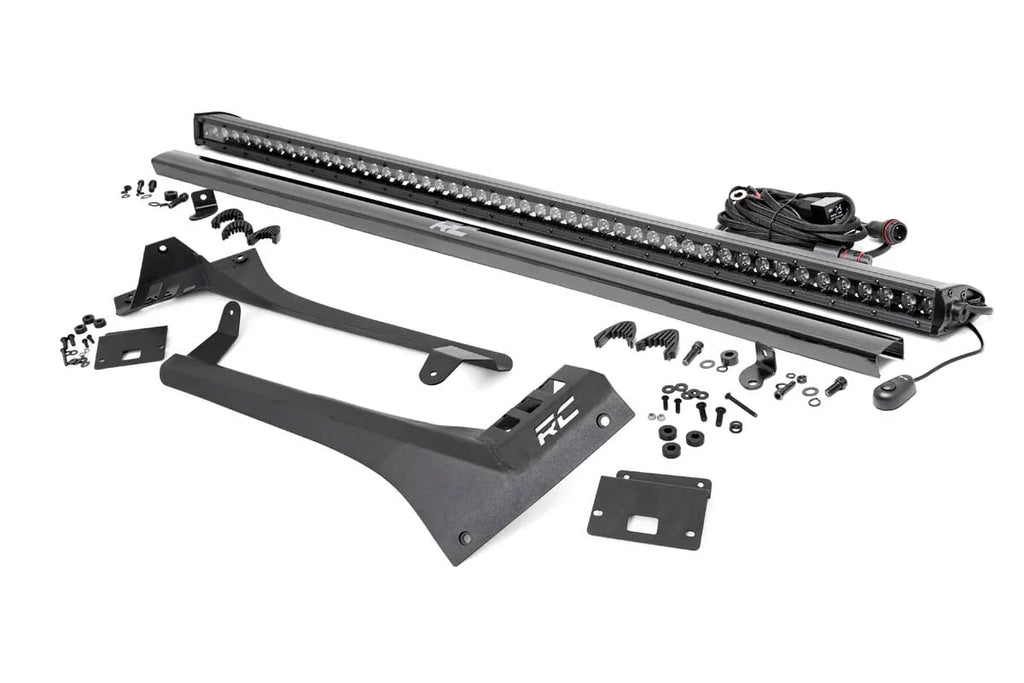 Rough Country LED Light Kit | Windshield Mount | 50" BLK Single Row | Jeep Gladiator JT/Wrangler JL (18-24) 70065 - Main P...