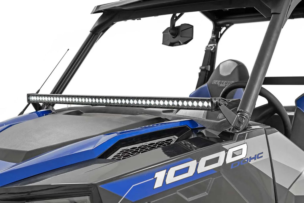 Rough Country LED Light | Lower Windshield | 50" Black Single Row | White DRL | Polaris General/General XP 93035 - Back View