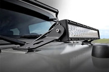 Load image into Gallery viewer, Rough Country LED Light Mount | Hood | 20" | Jeep Wrangler JK/Wrangler Unlimited  (07-18) 70533 - Installation View