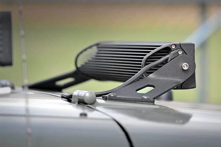 Rough Country LED Light Mount | Hood | 20" | Jeep Wrangler JK/Wrangler Unlimited  (07-18) 70533 - Installation View