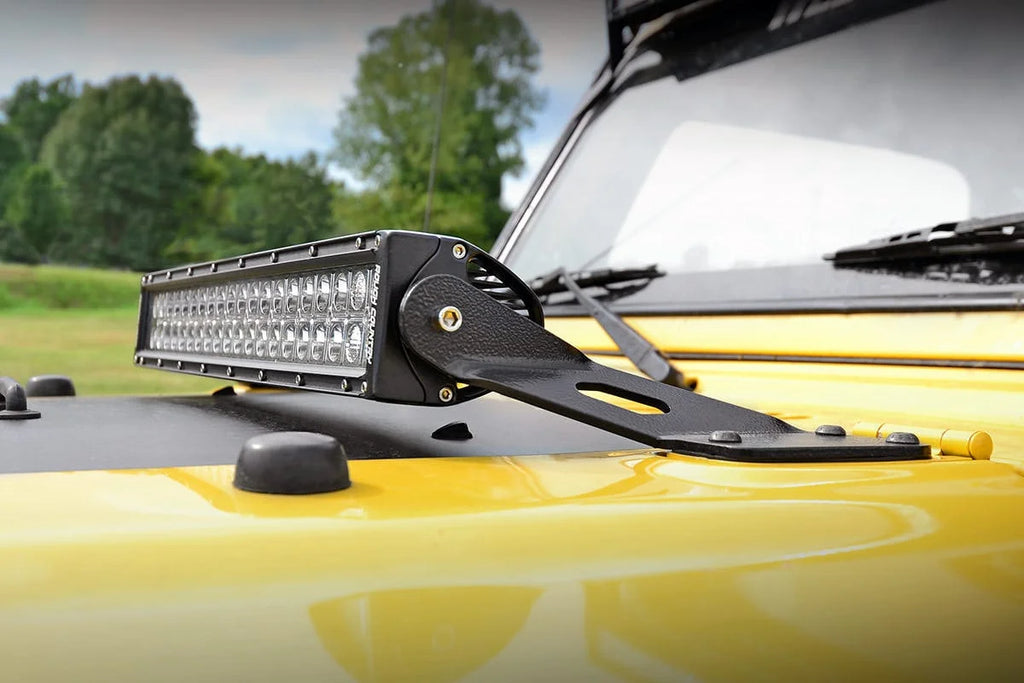 Rough Country LED Light Mount | Hood | 20" | Jeep Wrangler TJ (97-06)/Wrangler Unlimited (04-06) 70210 - Installation View