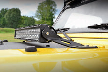 Load image into Gallery viewer, Rough Country LED Light Mount | Hood | 20" | Jeep Wrangler TJ (97-06)/Wrangler Unlimited (04-06) 70210 - Installation View
