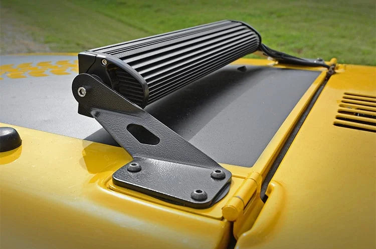 Rough Country LED Light Mount | Hood | 20" | Jeep Wrangler TJ (97-06)/Wrangler Unlimited (04-06) 70210 - Installation View