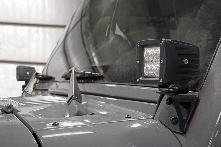 Rough Country LED Light Mount | Lower Windshield | Pod | Jeep Wrangler JK/Wrangler Unlimited (07-18) 70044 - Installation ...