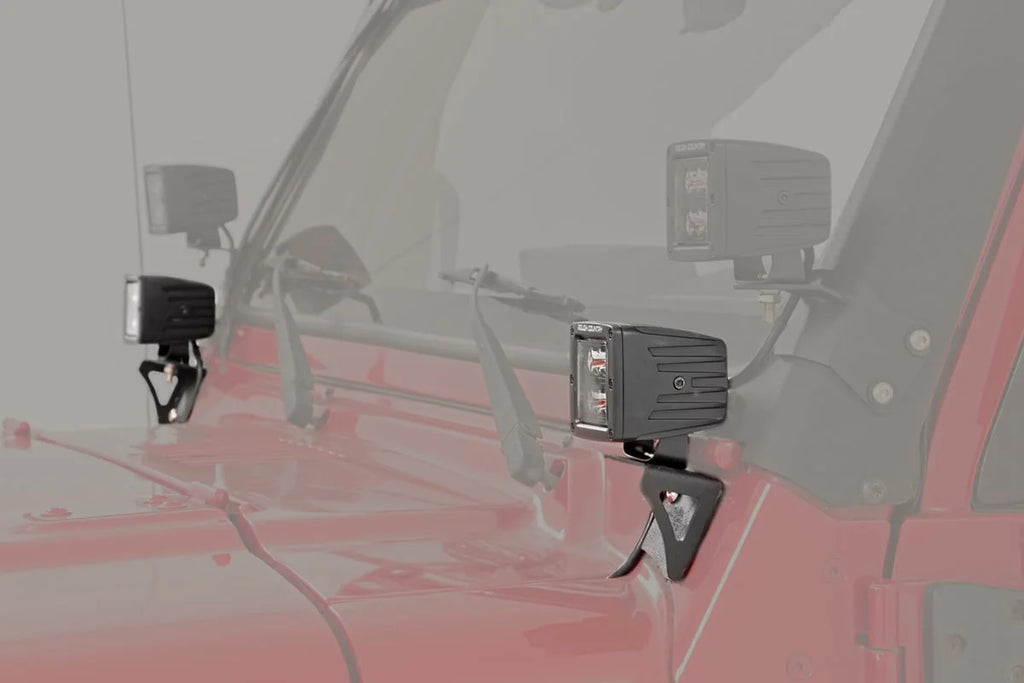 Rough Country LED Light Mount | Lower Windshield | Pod | Jeep Wrangler TJ (97-06)/Wrangler Unlimited (04-06) 70043 - Side ...