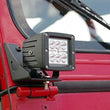 Load image into Gallery viewer, Rough Country LED Light Mount | Lower Windshield | Pod Pair | Jeep Wrangler YJ 4WD (87-95) 70510 - Installation View