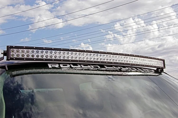 Rough Country LED Light Mount | Upper Windshield | 50" Curved | Chevy/GMC 1500/1500 SUV/2500HD/3500HD (07-14) 70507 - Inst...