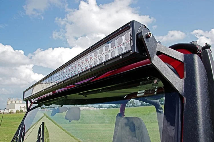 Rough Country LED Light Mount | Upper Windshield | 50" Straight | Jeep Wrangler YJ (87-95) 70508 - Installation View