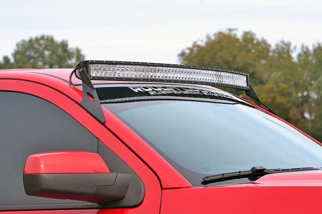 Rough Country LED Light Mount | Upper Windshield | 54" Curved | Chevy/GMC 2500HD/3500HD (15-19) 70514A - Installation View