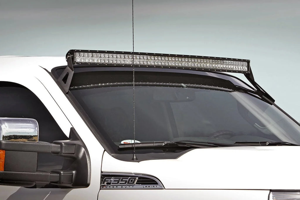 Rough Country LED Light Mount | Upper Windshield | 54" Curved | Ford F-250/F-350 Super Duty (99-16) 70516 - Installation View