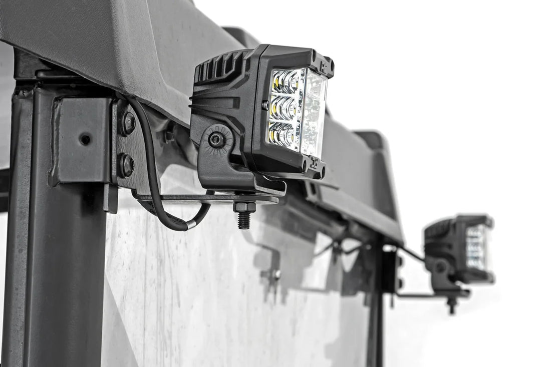 Rough Country LED Light | RR Cage Mount | 2" Black Spot Pair | Polaris Ranger 1000/Ranger XP 900/1000 93143 - Side View