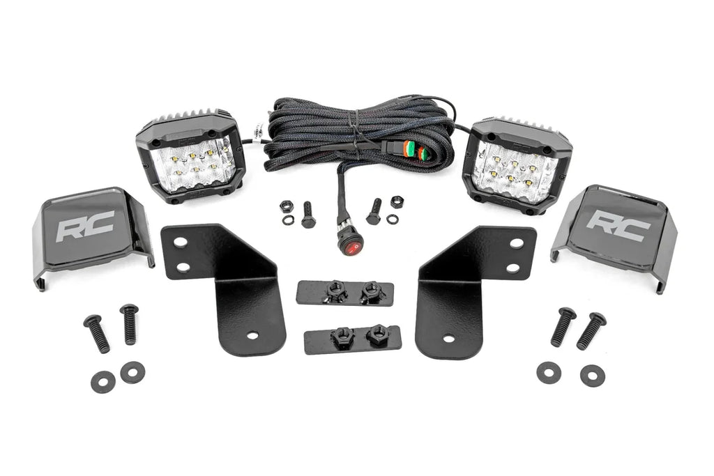 Rough Country LED Light | RR Cage Mount | 2" Chrome Pair | Wide Angle | Polaris Ranger 1000/Ranger XP 900/1000 93144 - Rea...