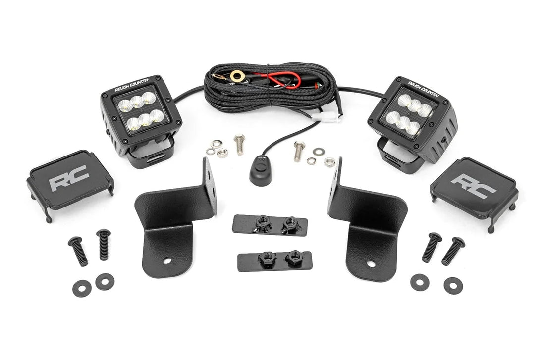 Rough Country LED Light | Rear Mount | 2" Black Pair | Flood | Polaris Ranger 1000/Ranger XP 1000 93083 - Rear View