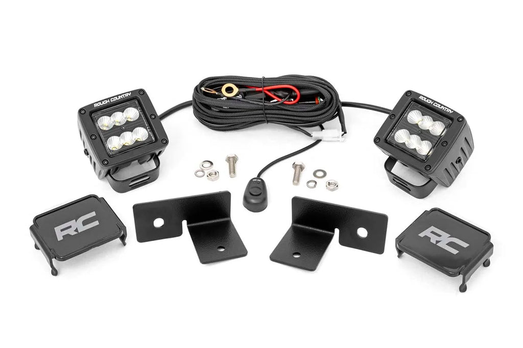 Rough Country LED Light | Under Bed Mount | 2" Black Pair | Spot | Polaris General/General XP 93031 - Underside View