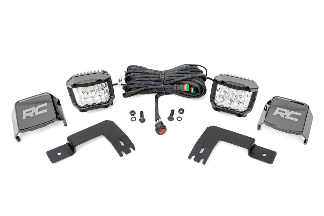 Rough Country LED Light | Under Bed Mount | 3" Chrome Pair | Wide Angle | Polaris XPEDITION ADV 5 - Underside View