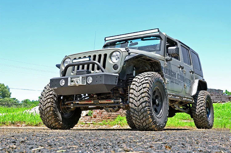 Rough Country LED Light | Windshield Mnt | 50" Black Dual Row | White DRL | Jeep Wrangler JK (07-18) 70504BLDRL - Installa...