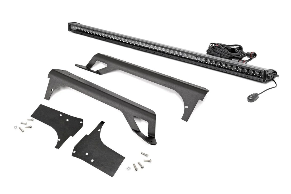 Rough Country LED Light | Windshield Mnt | 50" Black Single Row | White DRL | Jeep Wrangler TJ (97-06) 70588BLDRL