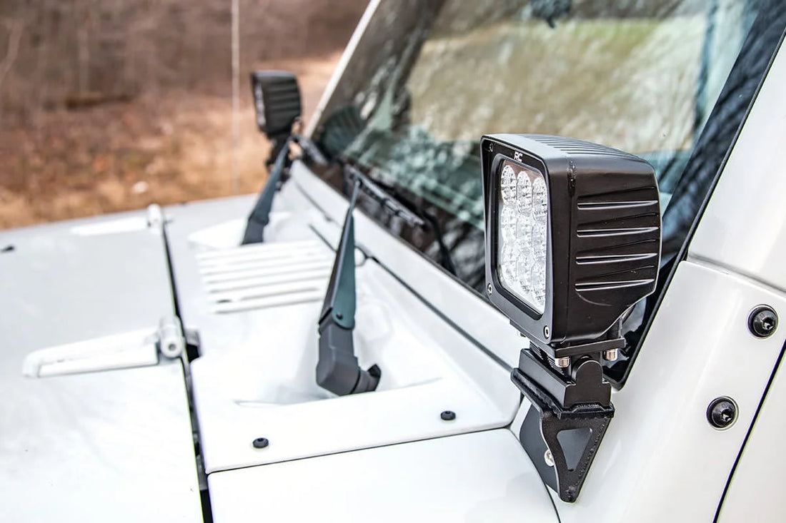 Rough Country Light Mounts | Lower Windshield | Jeep Wrangler JK/Wrangler Unlimited  (07-18) 6004 - Additional View 5