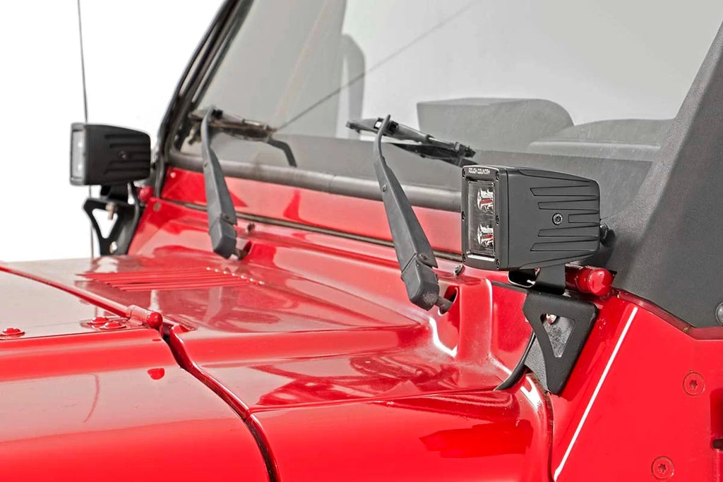 Rough Country Light Mounts | Lower Windshield | Jeep Wrangler TJ (97-06)/Wrangler Unlimited (04-06) 6003 - Main Product View