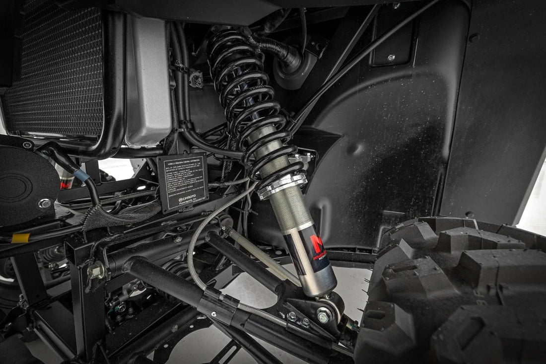 Rough Country M1 Front Coil Over Shocks | Ride Height Adjust | CFMOTO UFORCE 1000/UFORCE 1000XL - Installation View
