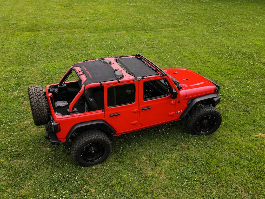 Rough Country Mesh Bikini Top Plus | Black | Jeep Wrangler JL (21-23)/Wrangler Unlimited (18-23) 85120 - Side View