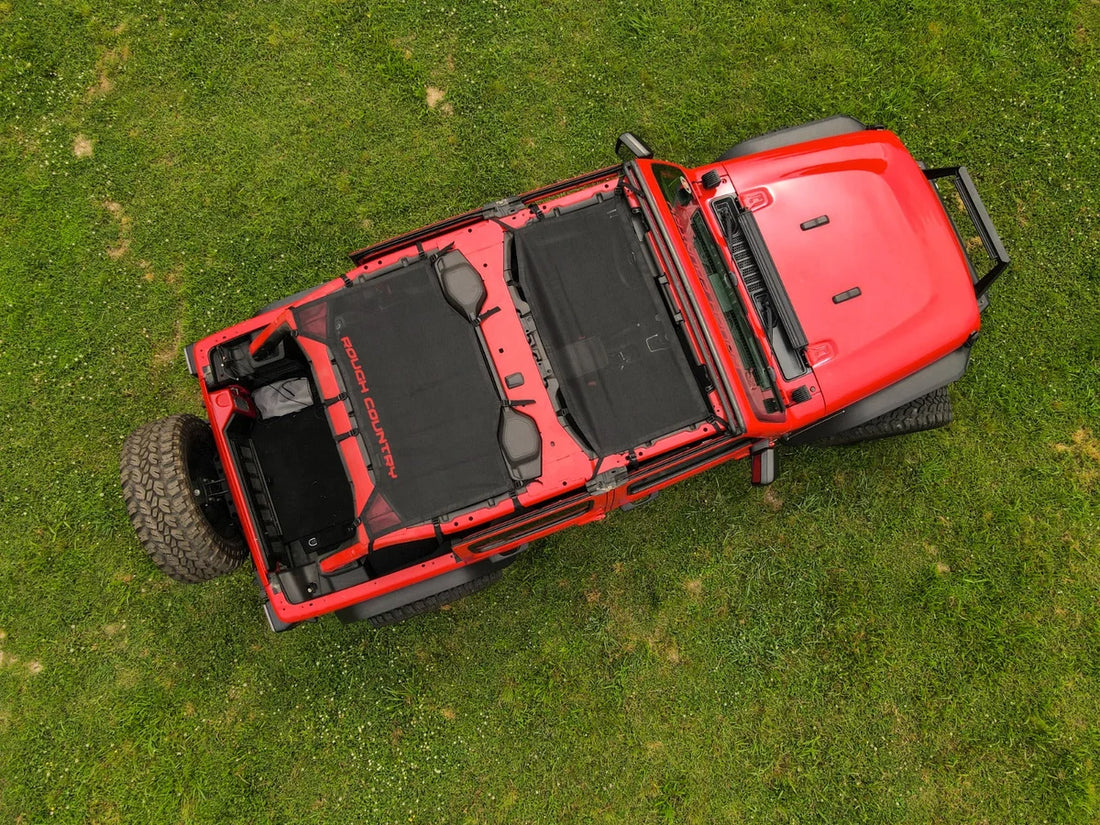 Rough Country Mesh Bikini Top Plus | Black | Jeep Wrangler JL (21-23)/Wrangler Unlimited (18-23) 85120 - Back View