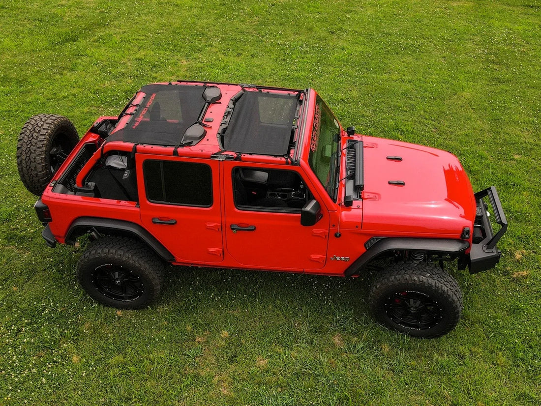 Rough Country Mesh Bikini Top Plus | Black | Jeep Wrangler JL (21-23)/Wrangler Unlimited (18-23) 85120 - Installation View