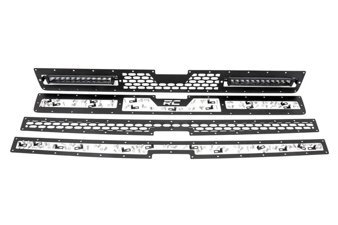 Rough Country Mesh Grille | 12" Single Row LED Pair | Black | Chevy Silverado 2500 HD/3500 HD (11-14) 70155 - Additional V...