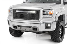 Load image into Gallery viewer, Rough Country Mesh Grille | 30" Dual Row LED | Black | Amber DRL | GMC Sierra 1500 (14-15) 70190BDA - Installation View