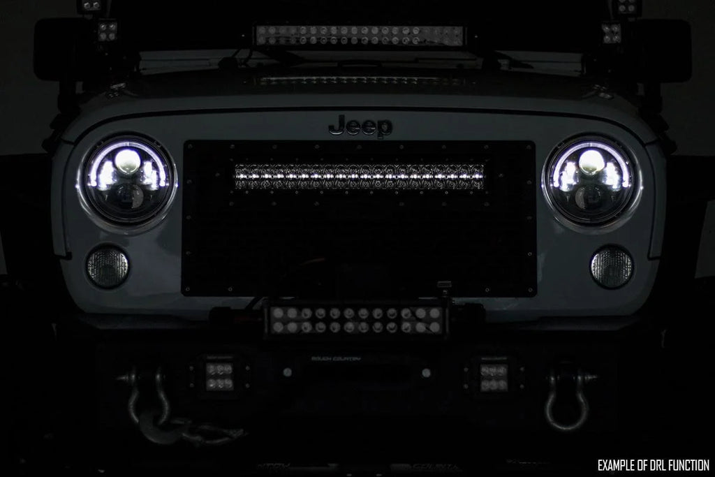 Rough Country Mesh Grille | 30" Dual Row LED | Black | Amber DRL | Ram 1500 2WD/4WD (13-18 & Classic) 70199BDA - Installat...
