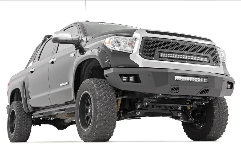 Rough Country Mesh Grille | 30" Dual Row LED | Black | Amber DRL | Toyota Tundra (14-17) 70224 - Installation View