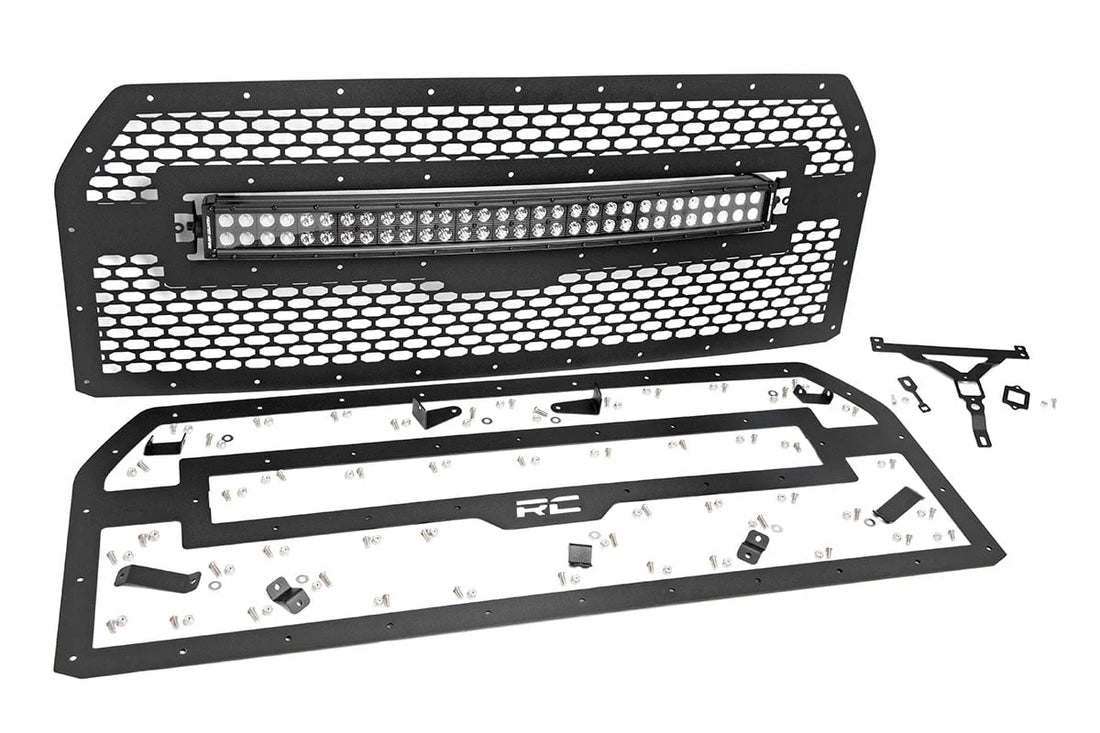 Rough Country Mesh Grille | 30" Dual Row LED | Black | Ford F-150 2WD/4WD (2015-2017) 70193 - Back View
