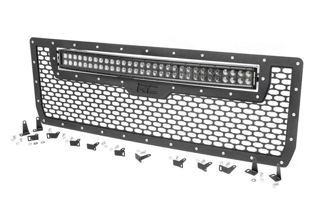 Rough Country Mesh Grille | 30" Dual Row LED | Black | GMC Sierra 1500 2WD/4WD (2014-2015) 70190 - Back View