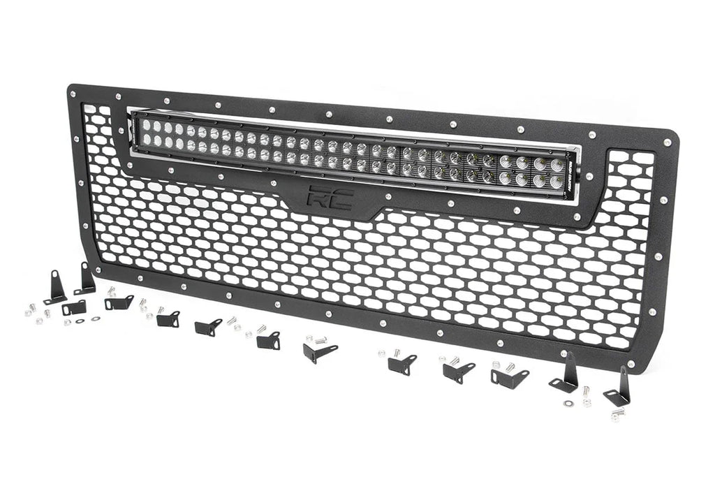 Rough Country Mesh Grille | 30" Dual Row LED | Black | GMC Sierra 1500 2WD/4WD (2014-2015) 70190 - Back View
