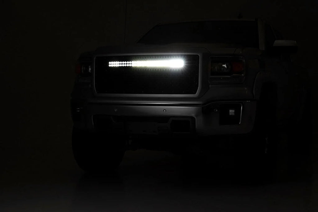 Rough Country Mesh Grille | 30" Dual Row LED | Black | GMC Sierra 1500 2WD/4WD (2014-2015) 70190 - Installation View