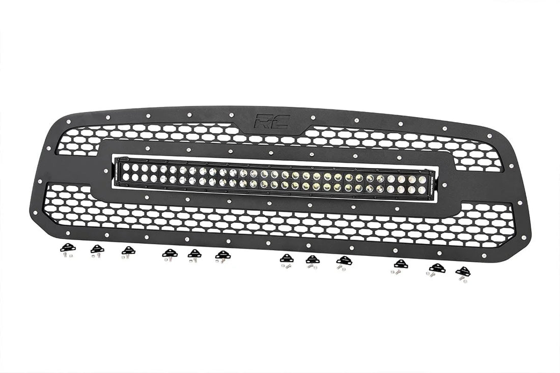 Rough Country Mesh Grille | 30" Dual Row LED | Black | Ram 1500 2WD/4WD (2013-2018 & Classic) 70199 - Side View