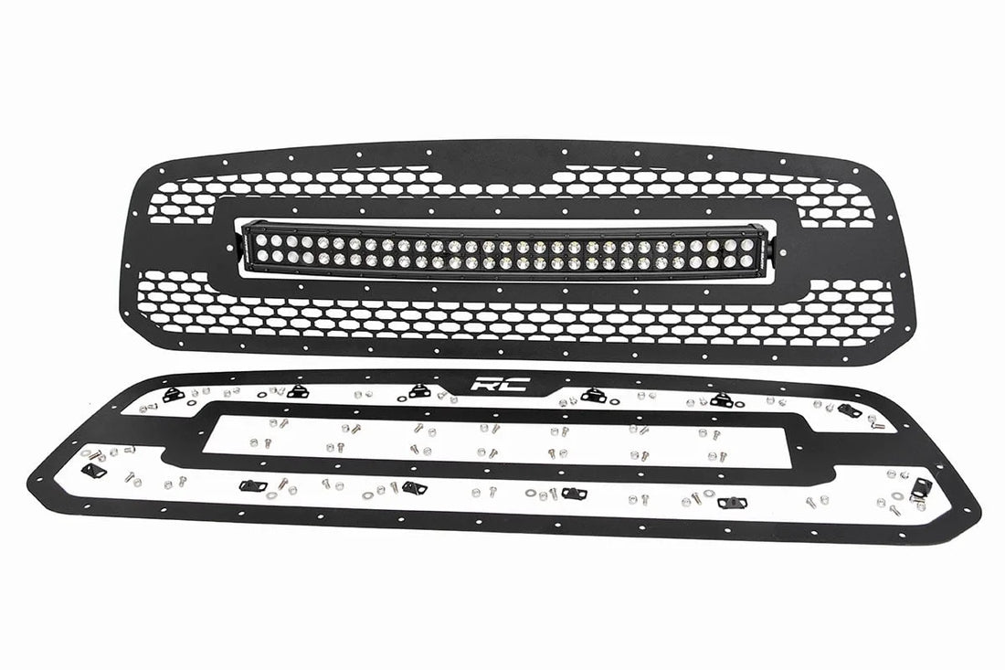 Rough Country Mesh Grille | 30" Dual Row LED | Black | Ram 1500 2WD/4WD (2013-2018 & Classic) 70199 - Back View