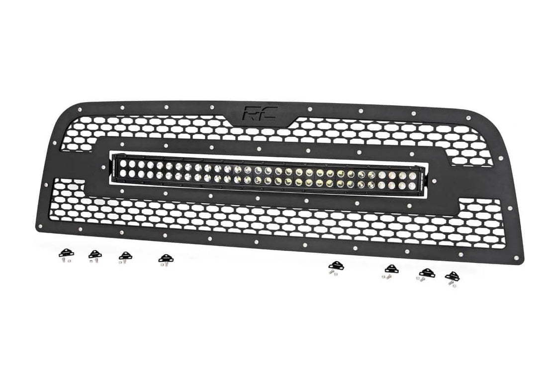 Rough Country Mesh Grille | 30" Dual Row LED | Black | Ram 2500/3500 2WD/4WD (2013-2018) 70152 - Side View