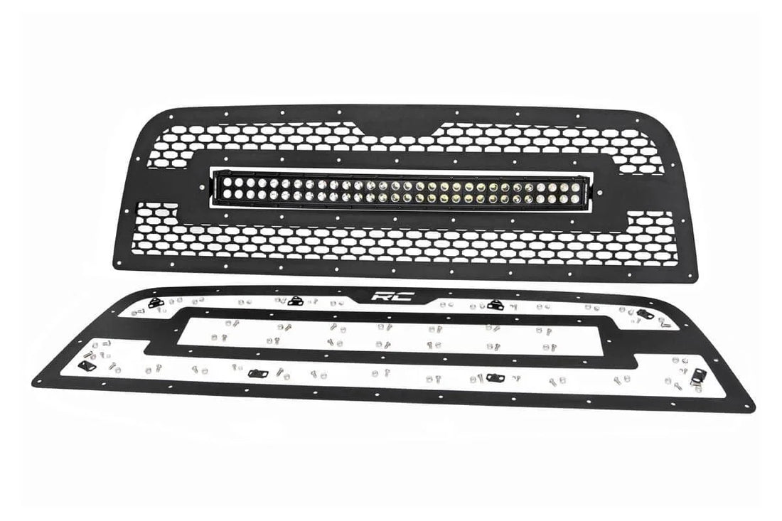 Rough Country Mesh Grille | 30" Dual Row LED | Black | Ram 2500/3500 2WD/4WD (2013-2018) 70152 - Back View