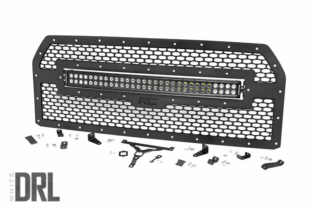 Rough Country Mesh Grille | 30" Dual Row LED | Black Ser | Ford F-150 2WD/4WD (2015-2017) 70193DRL - Main Product View