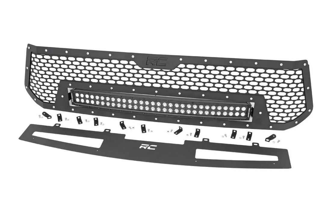 Rough Country Mesh Grille | 30" Dual Row LED | Black | Toyota Tundra 2WD/4WD (2014-2017) 70226 - Side View