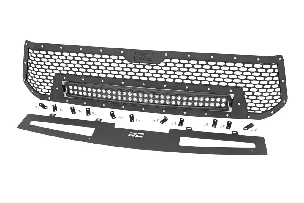 Rough Country Mesh Grille | 30" Dual Row LED | Black | Toyota Tundra 2WD/4WD (2014-2017) 70226 - Side View