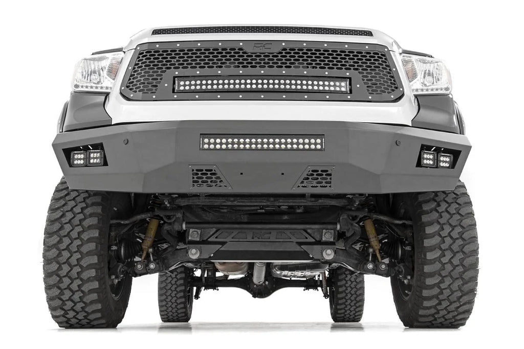 Rough Country Mesh Grille | 30" Dual Row LED | Black | White DRL | Toyota Tundra (14-17) 70225 - Back View