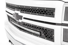 Load image into Gallery viewer, Rough Country Mesh Grille | 30" Single Row LED | Black | Chevy Silverado 1500 (14-15) 70103 - Installation View
