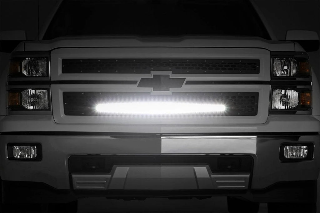 Rough Country Mesh Grille | 30" Single Row LED | Black | Chevy Silverado 1500 (14-15) 70103 - Back View